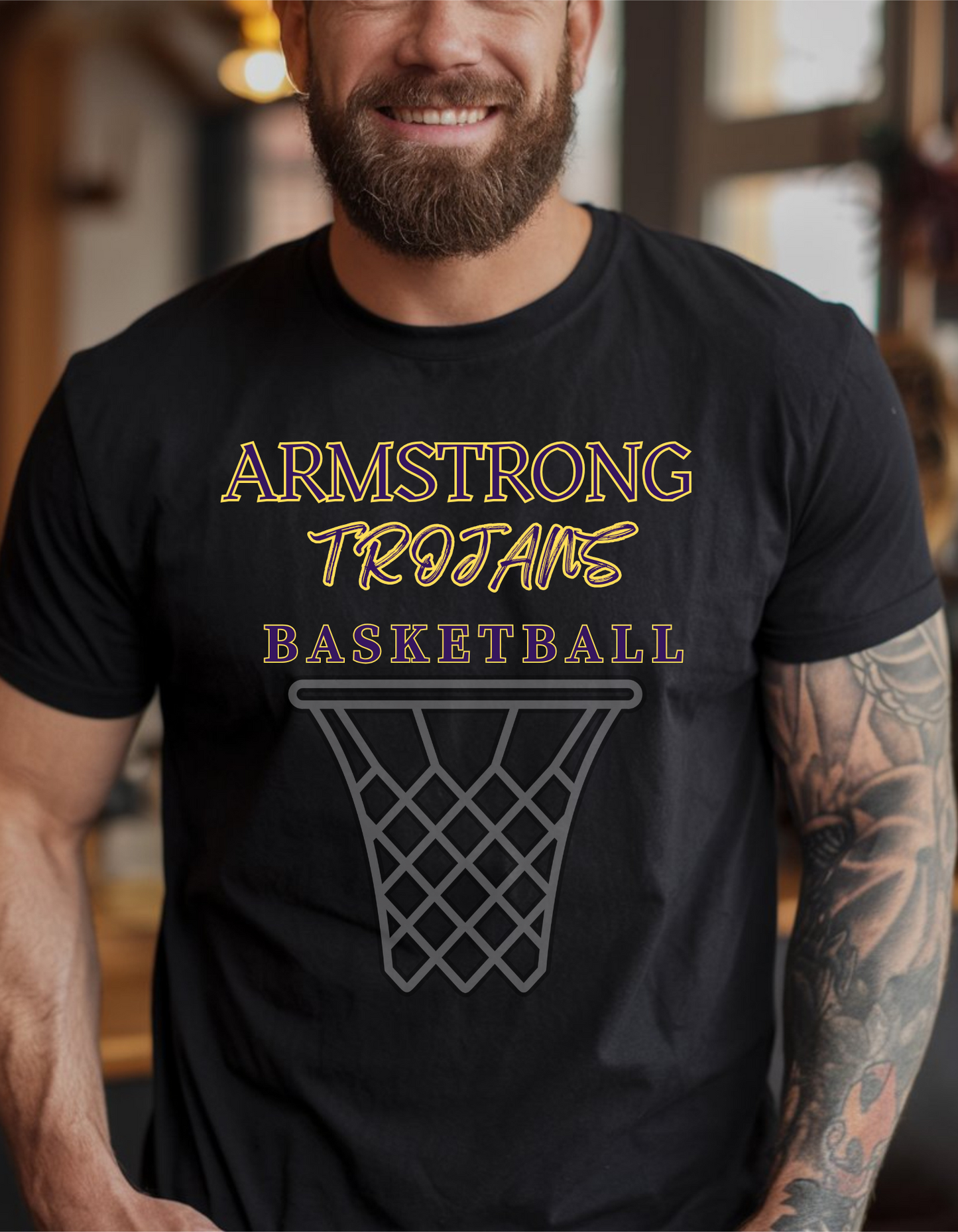 Short sleeve Trojans basketball fan gear